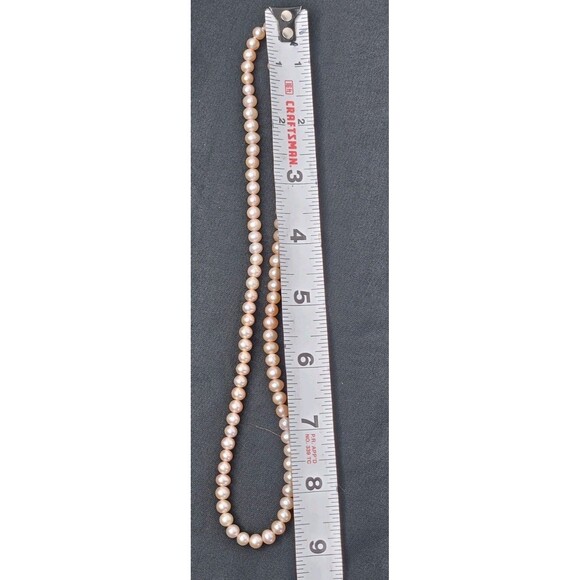 Vtg 5mm 14K Gold Clasp Pink Pearl 18" Necklace W/ Cultured Pearl Earrings - Picture 5 of 13